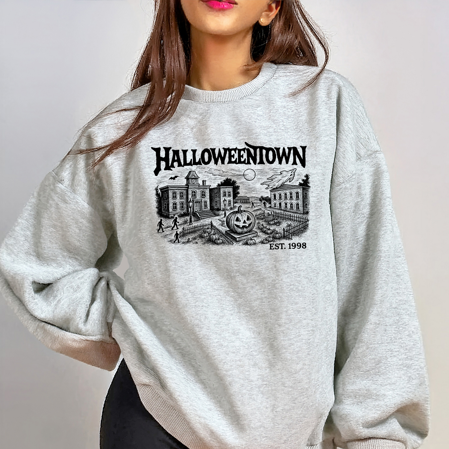 Spooky Town Sweatshirt – Haunted Village Halloween Crewneck