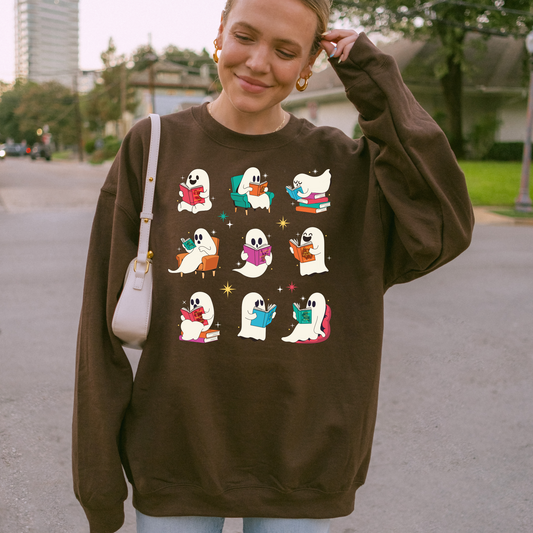 Ghost Readers Sweatshirt – Cozy Spooky Season Book Lover Crewneck