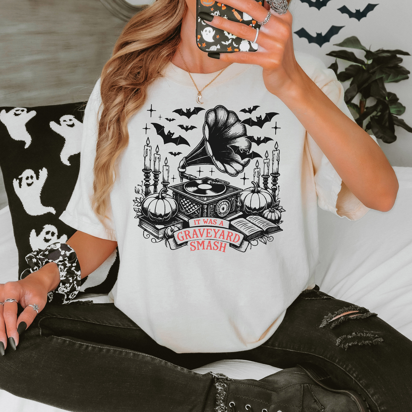 Graveyard Smash Tee – Vintage Halloween Music Graphic Shirt