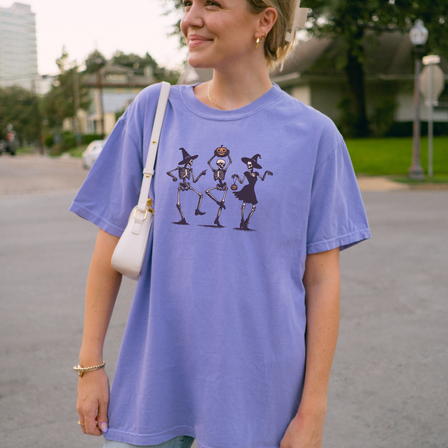 Dancing Skeletons Tee – Spooky Witch Halloween Shirt