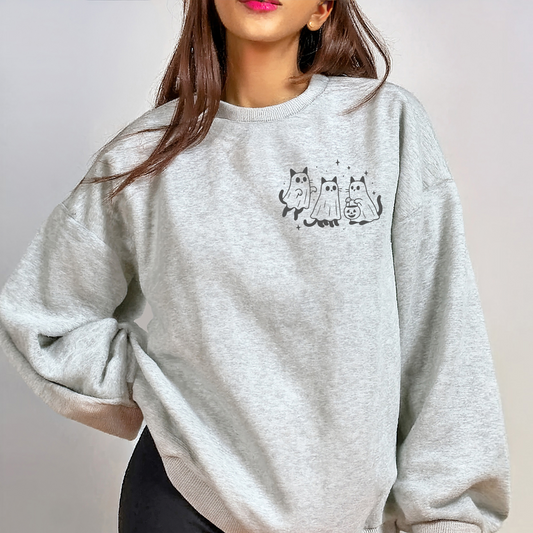 Ghost Cats Sweatshirt – Cozy Halloween Cat Crewneck