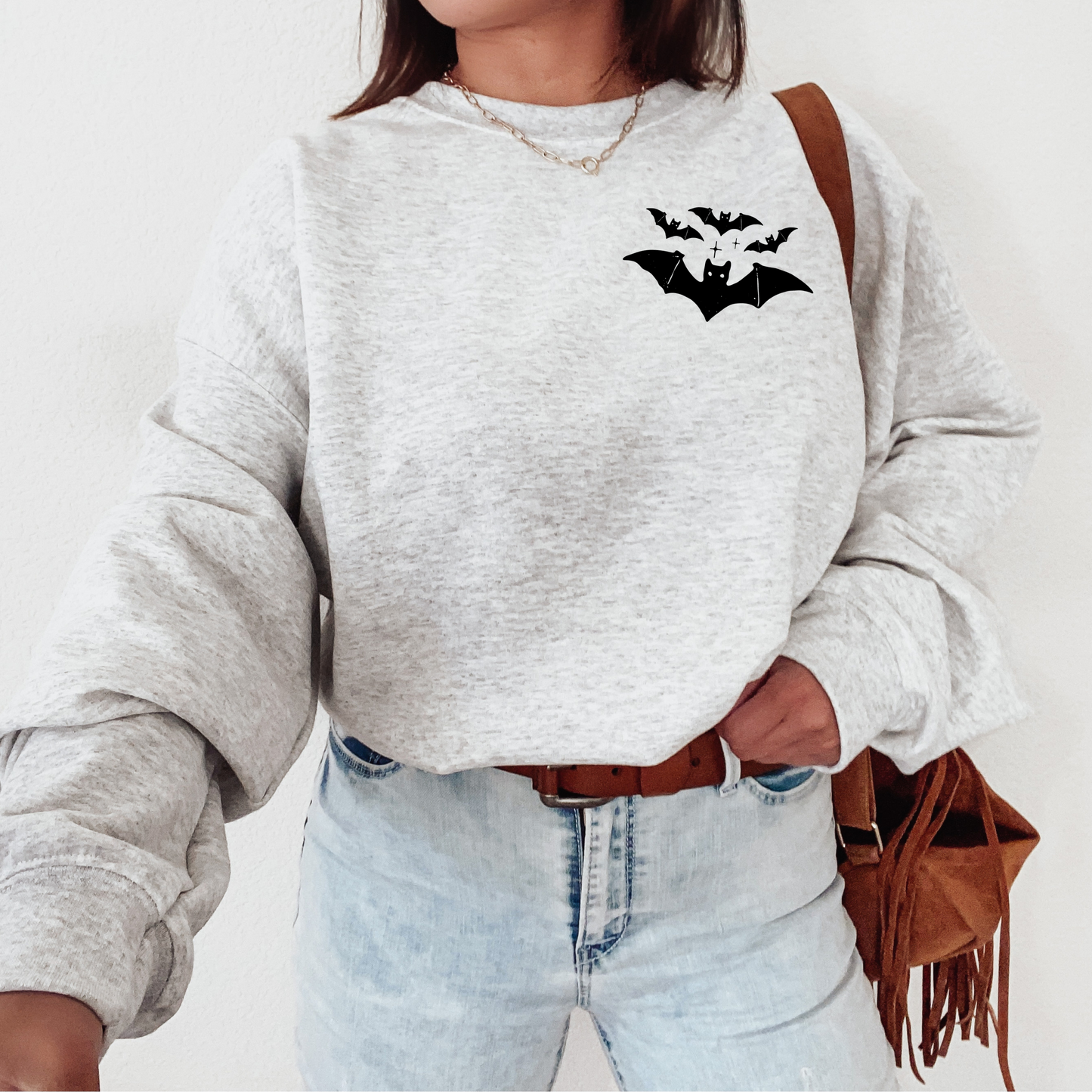 Minimalist Bat Sweatshirt – Spooky Season Cozy Crewneck
