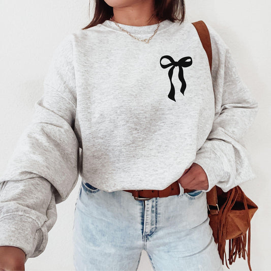 Coquette Bow Sweatshirt, Cute Bow Crewneck, Trendy Ribbon Sweatshirt, Pinterest Girly Aesthetic, Gift For Her, Minimalist Coquette Crewneck