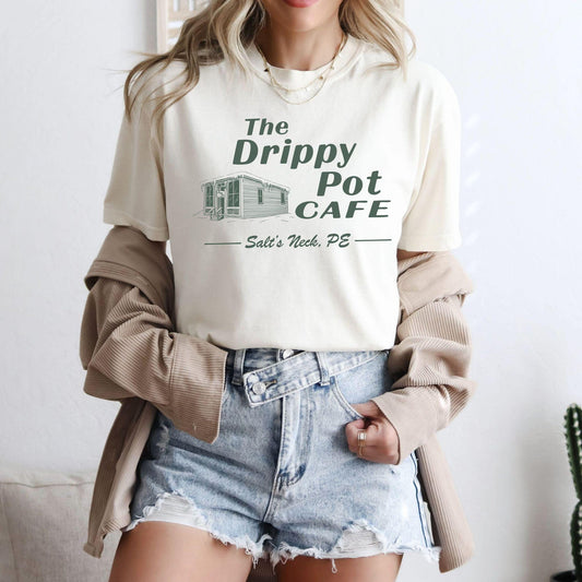 Drippy Pot Cafe Sweatshirt, Severance Salts Neck Shirt, TV Fan TShirt, Gift for Coffee Lover, Fan Merch, Coffee Shop, Innie, Outie,Niche Fan