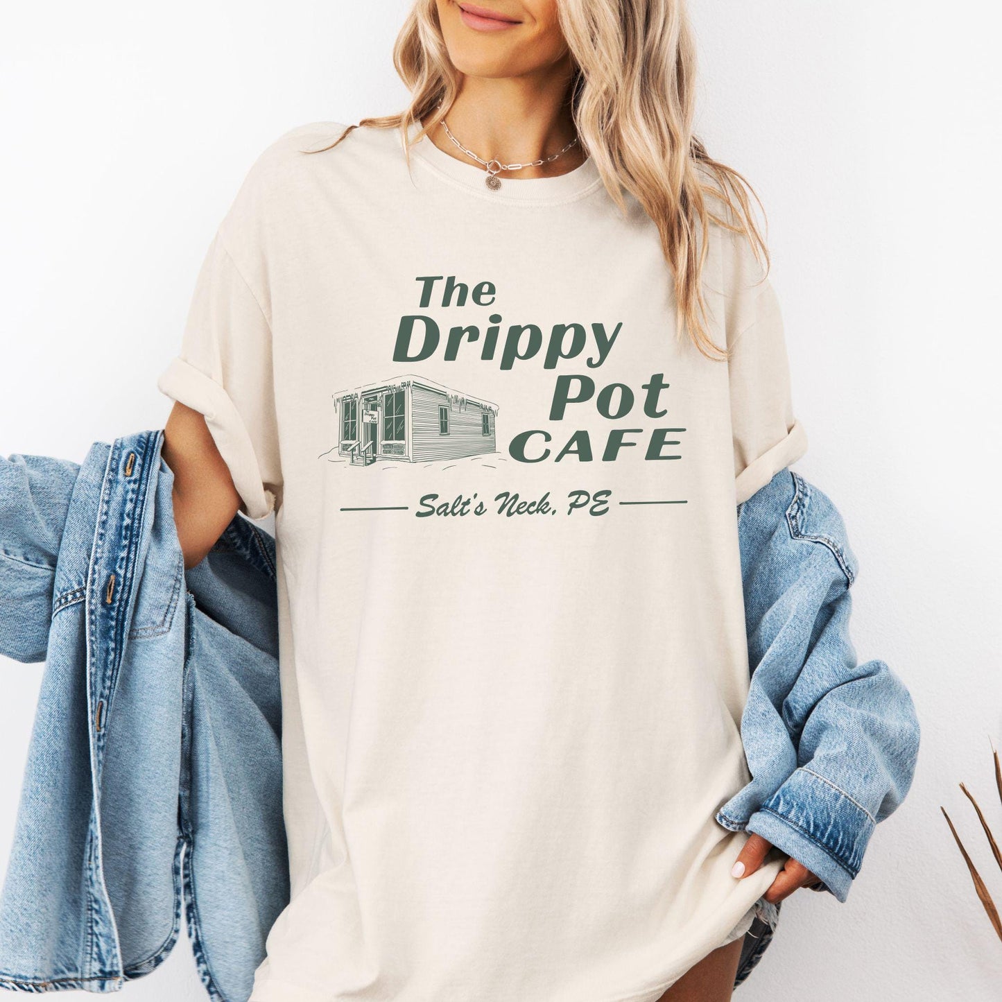 Drippy Pot Cafe Sweatshirt, Severance Salts Neck Shirt, TV Fan TShirt, Gift for Coffee Lover, Fan Merch, Coffee Shop, Innie, Outie,Niche Fan