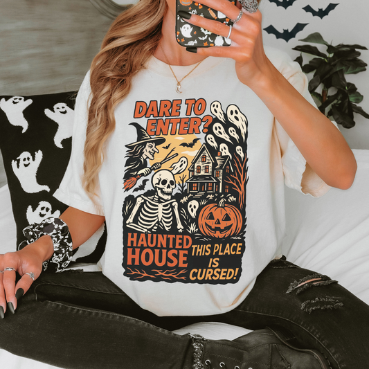 Haunted House Tee – Dare to Enter Spooky Halloween Shirt