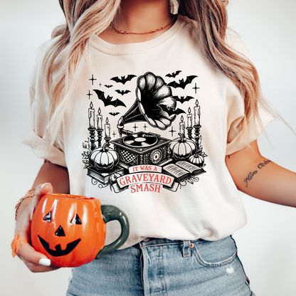 Graveyard Smash Tee – Vintage Halloween Music Graphic Shirt
