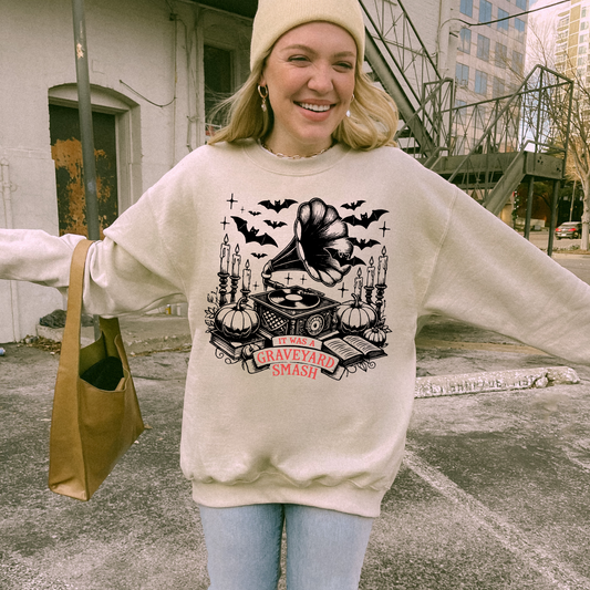 Graveyard Smash Sweatshirt – Vintage Halloween Music Crewneck