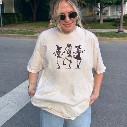 Dancing Skeletons Tee – Spooky Witch Halloween Shirt