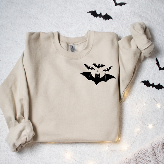 Minimalist Bat Sweatshirt – Spooky Season Cozy Crewneck
