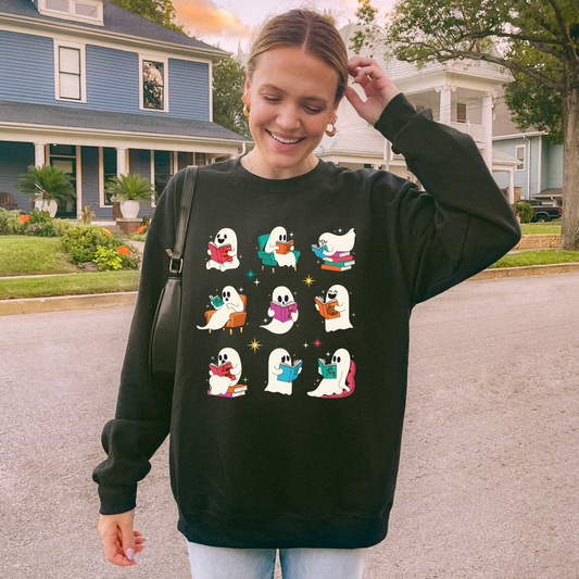 Ghost Readers Sweatshirt – Cozy Spooky Season Book Lover Crewneck