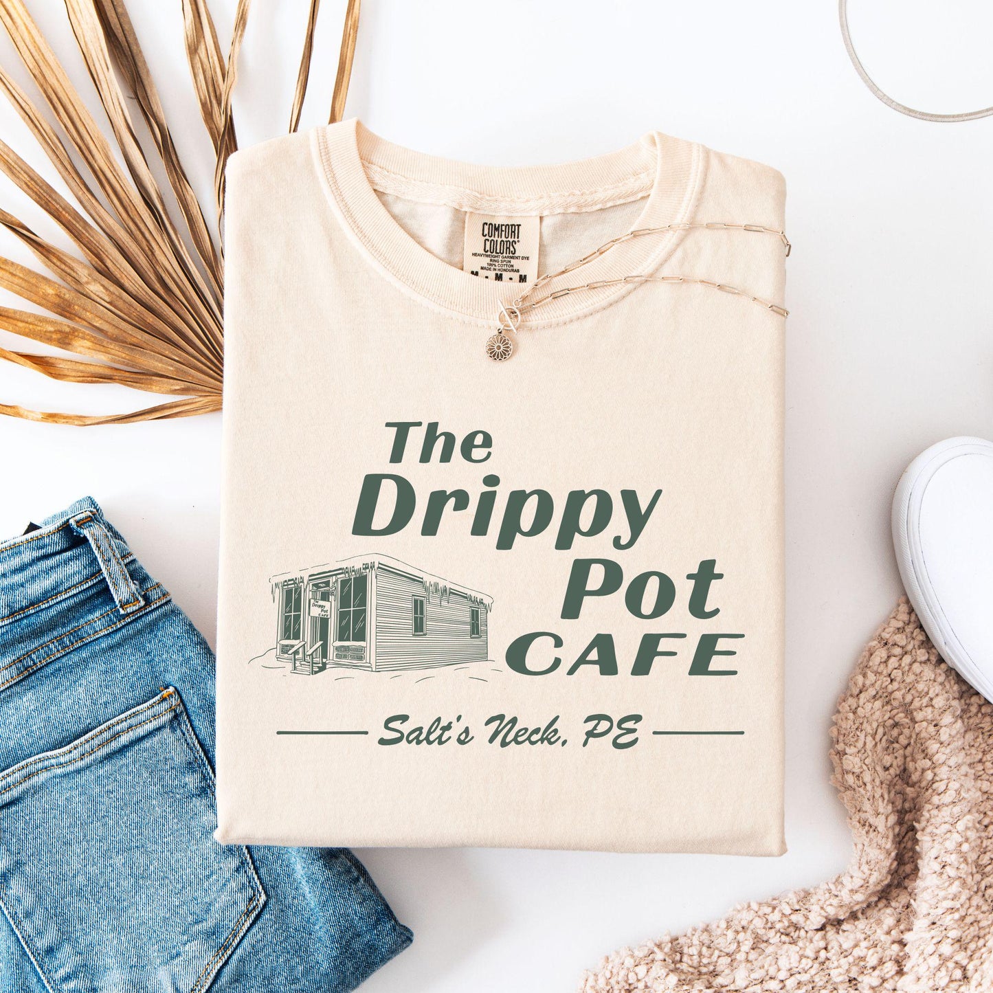 Drippy Pot Cafe Sweatshirt, Severance Salts Neck Shirt, TV Fan TShirt, Gift for Coffee Lover, Fan Merch, Coffee Shop, Innie, Outie,Niche Fan