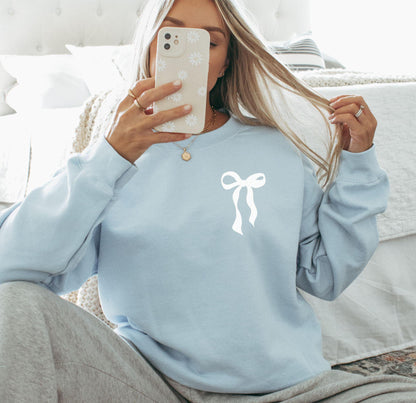 Coquette Bow Sweatshirt, Cute Bow Crewneck, Trendy Ribbon Sweatshirt, Pinterest Girly Aesthetic, Gift For Her, Minimalist Coquette Crewneck